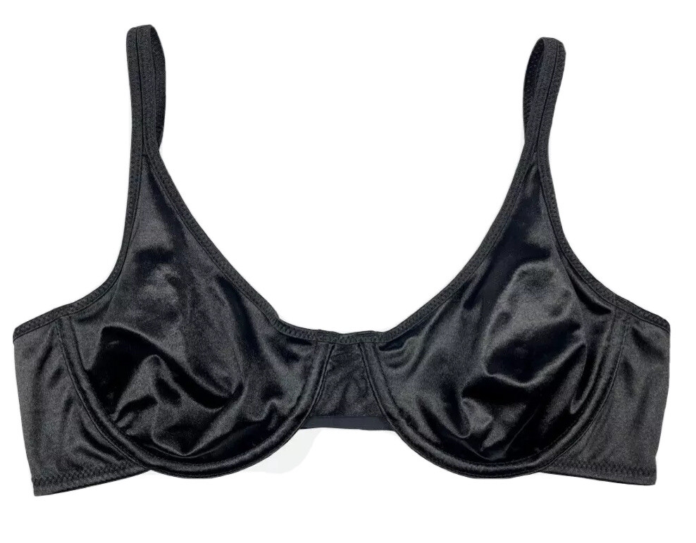 Unlined Satin Bra · Second Skin · Black · 36C