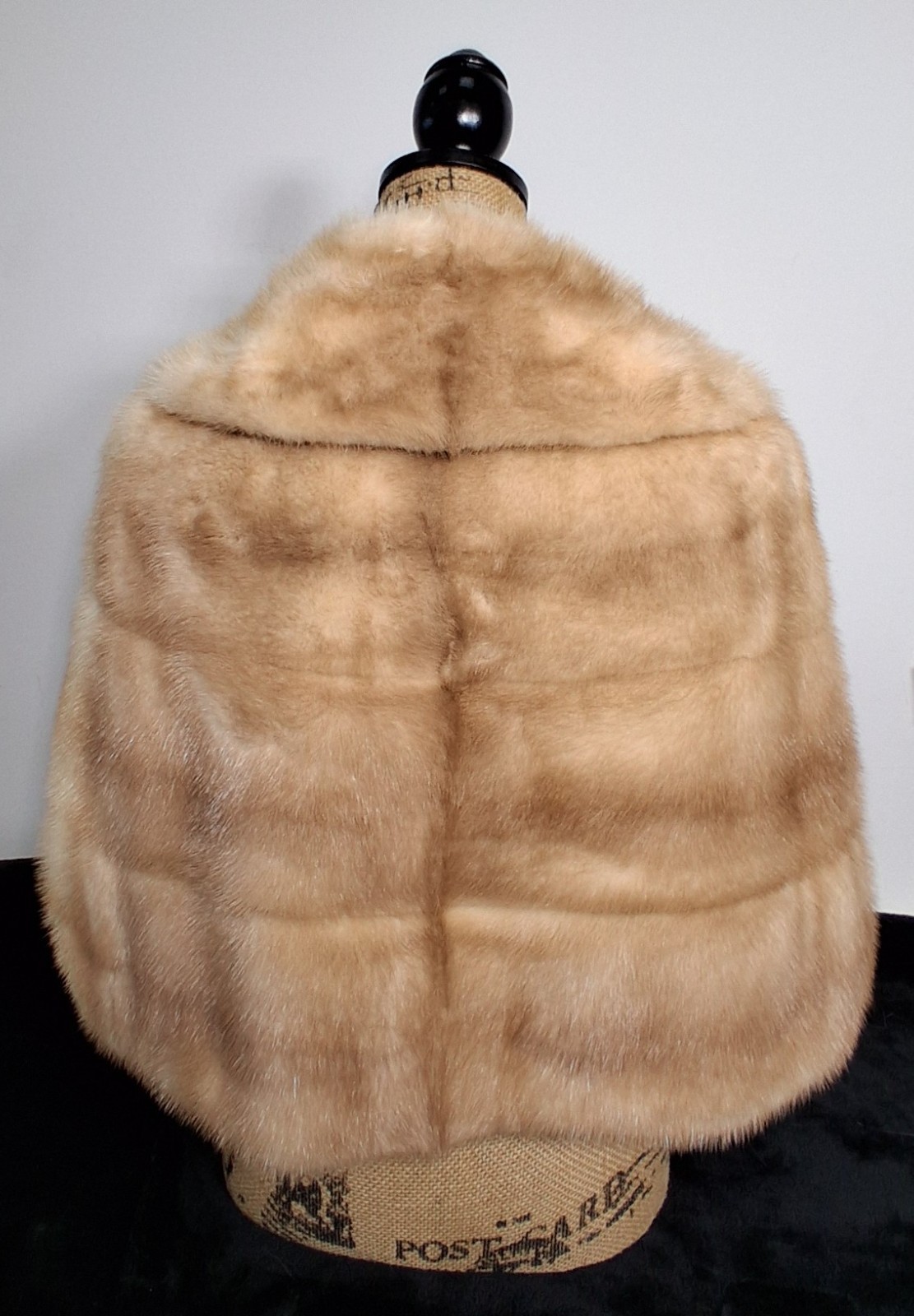 Vintage Custom Mink Fur Jacket Petite Small Shawl Collar Blonde Beige No Label