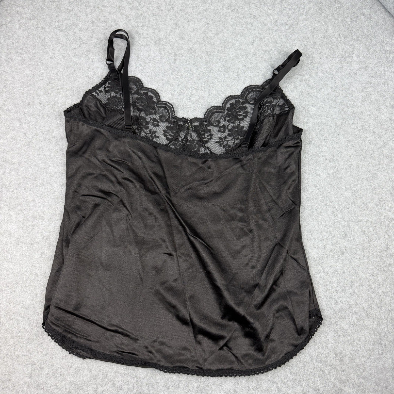 Vintage Maidenform Chantilly Size 34 Antron III Nylon Lace Cami Top Black