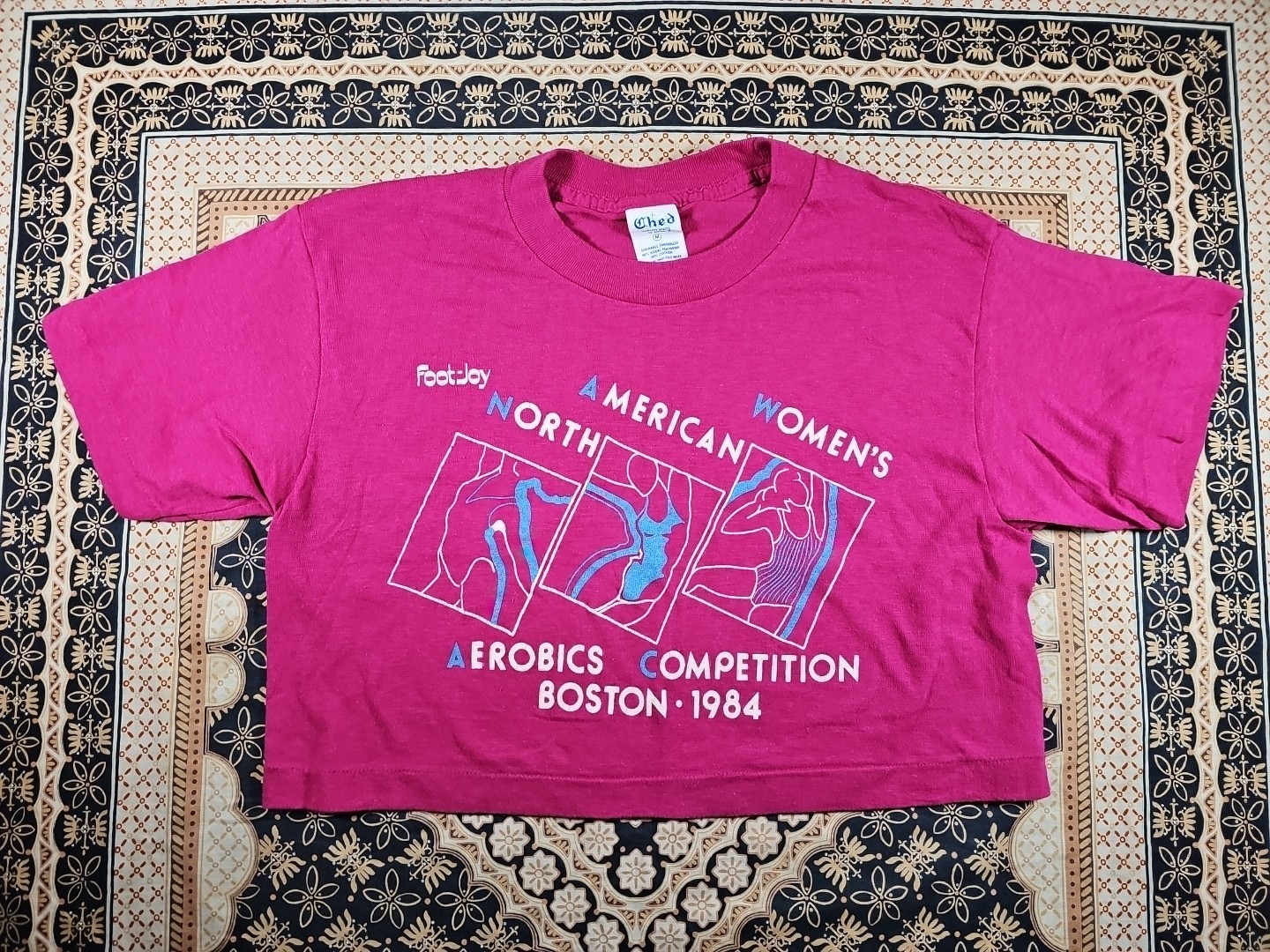 NOS VTG T Shirt 1984 FOOTJOY N. A. WOMENS AEROBICS COMPETITION Rare! BOSTON Med.