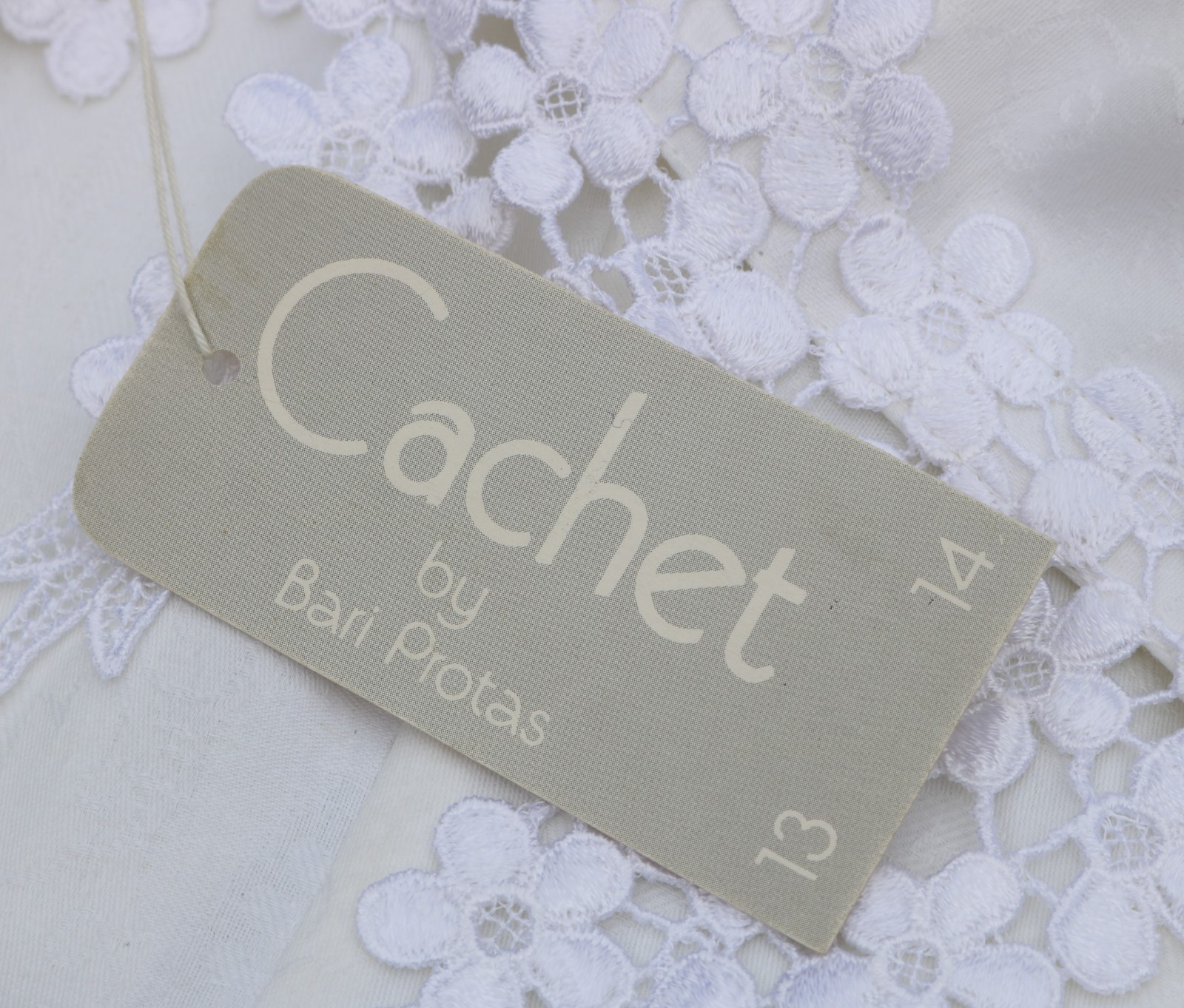 Vintage Cachet Dress 13/14 Bari Protas 1980s White w/Lace Victorian Wedding Tea