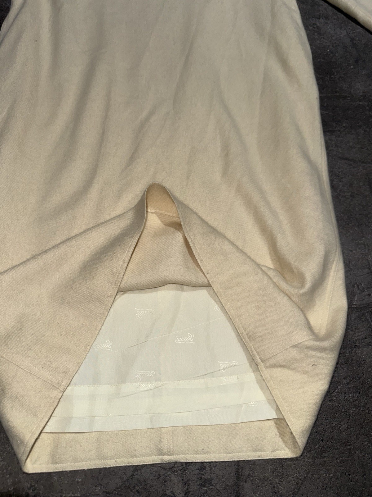 Vintage 1970s Gucci Designer Wool Ivory Dress Cowl Neck Old Money Chic 44 Womens