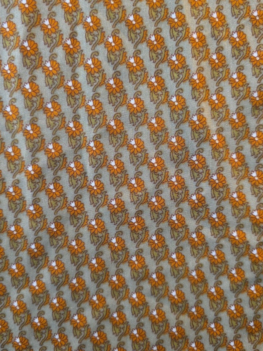 Vintage Handmade Orange & Sage Green Midi Dress