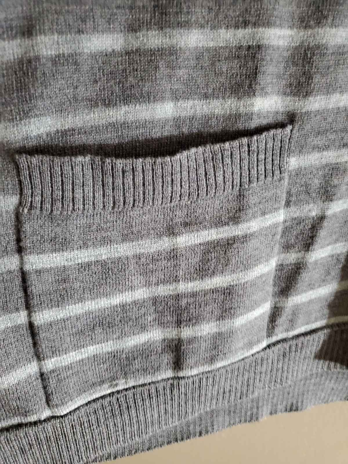 Max Studio Merino Wool Gray Stripe Sweater