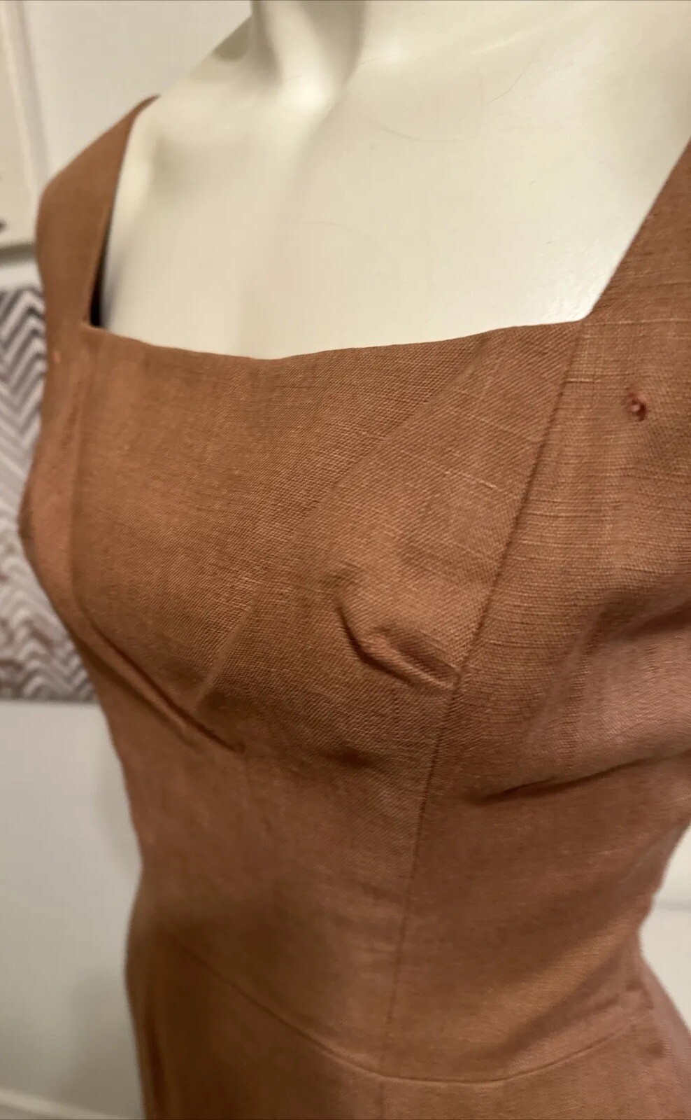 Vtg 50s 1950s Adele Simpson Wiggle tan brown Pencil dress S 4 6 Talon Zipper
