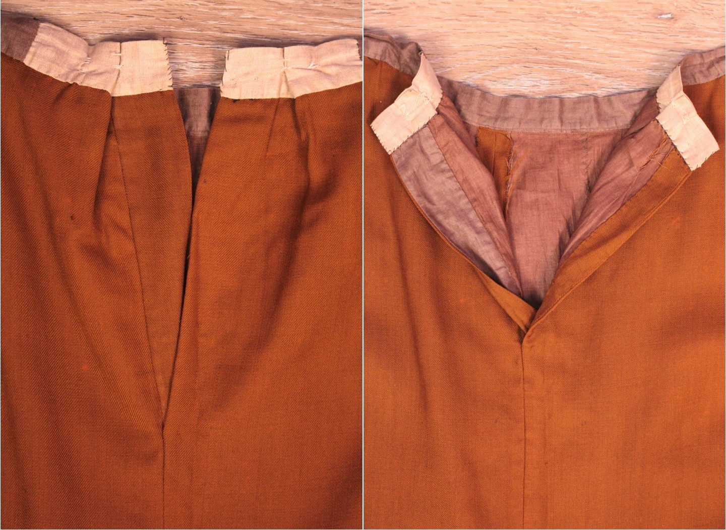 VTG Women&rsquo;s Antique Late 1800s 2 Pc Burnt Orange / Brown Jacket & Skirt Set XS/S