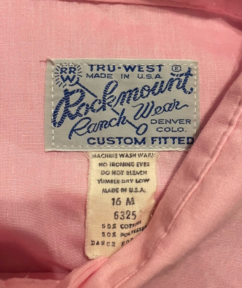 Vintage Rockmount Ranch Wear Snap Blouse Size 16 Western Polka Dancers Pink USA