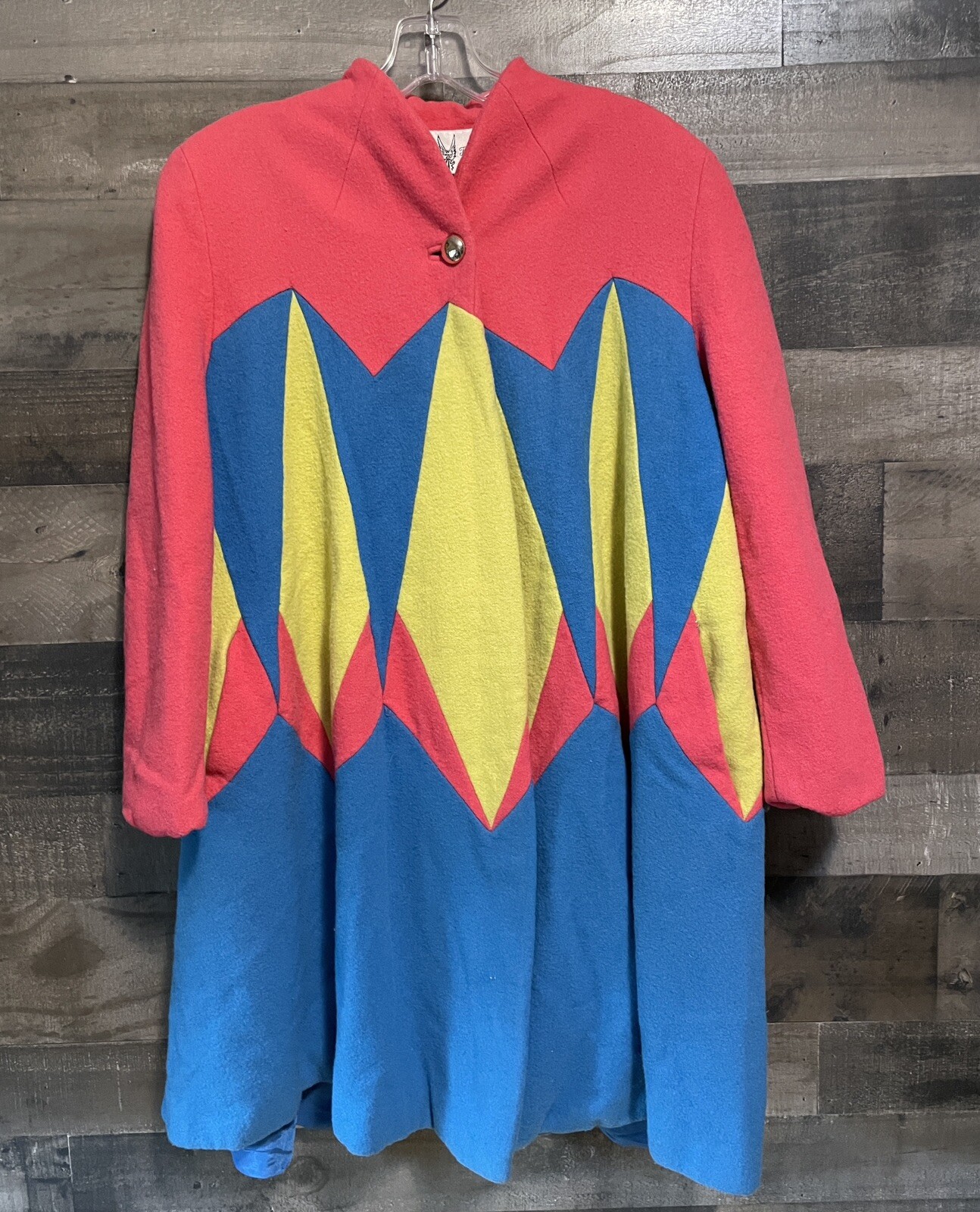 Vintage Swing Wool Coat Jacket Retro Neon Brite Pink Yellow Blue Fai Tat