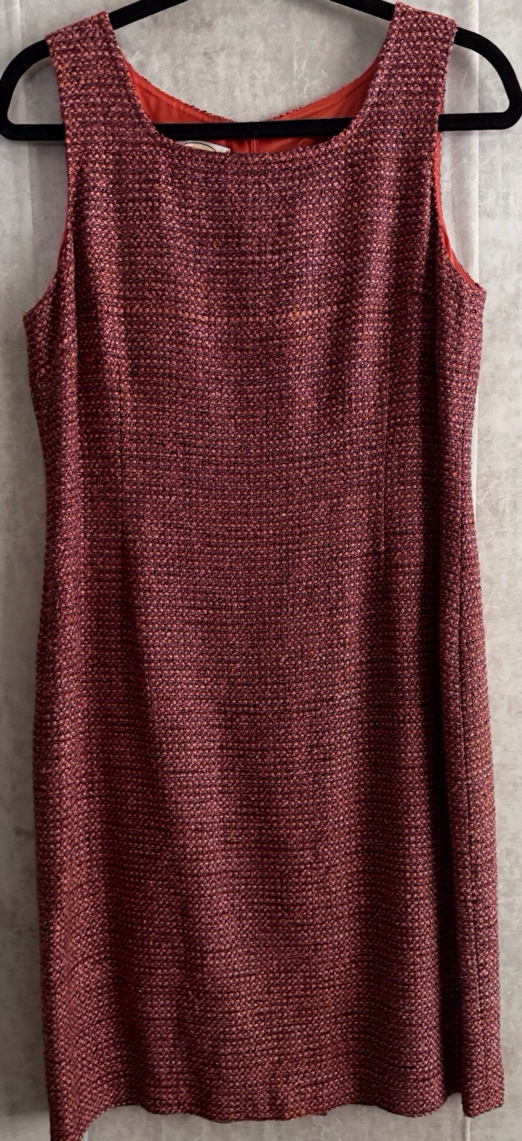 Talbots 2pc Silk Blend Multi Rasberry/Wine Tweed Sheath Dress Jacket Set Sz12P