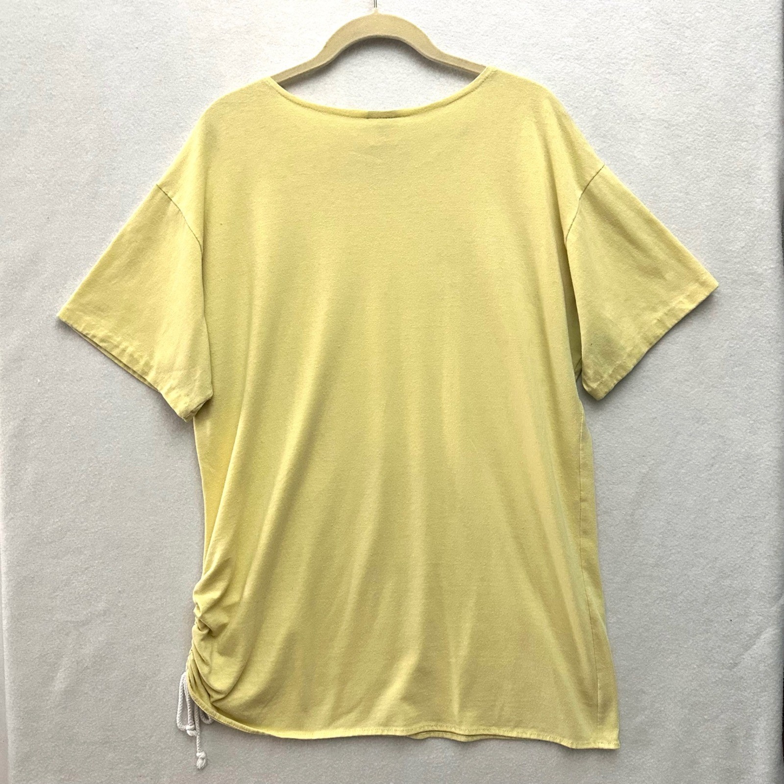 Juice Vintage Yellow Side Cinch Drawstring T-Shirt Tunic Medium Made in USA