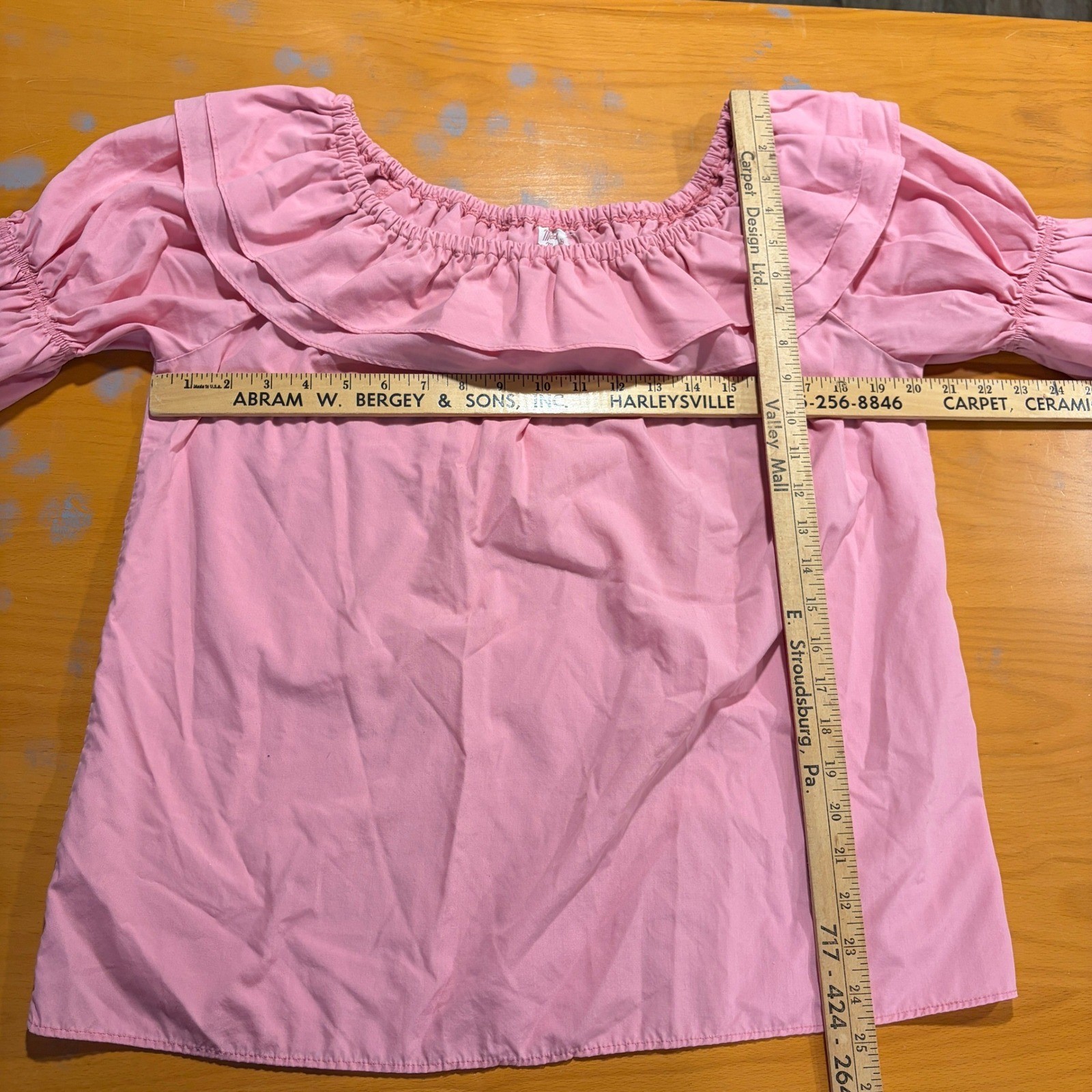 Malco Modes Mauve Pink Off Shoulder Ruffle Blouse Vintage 80s M Ren Fair Cottage