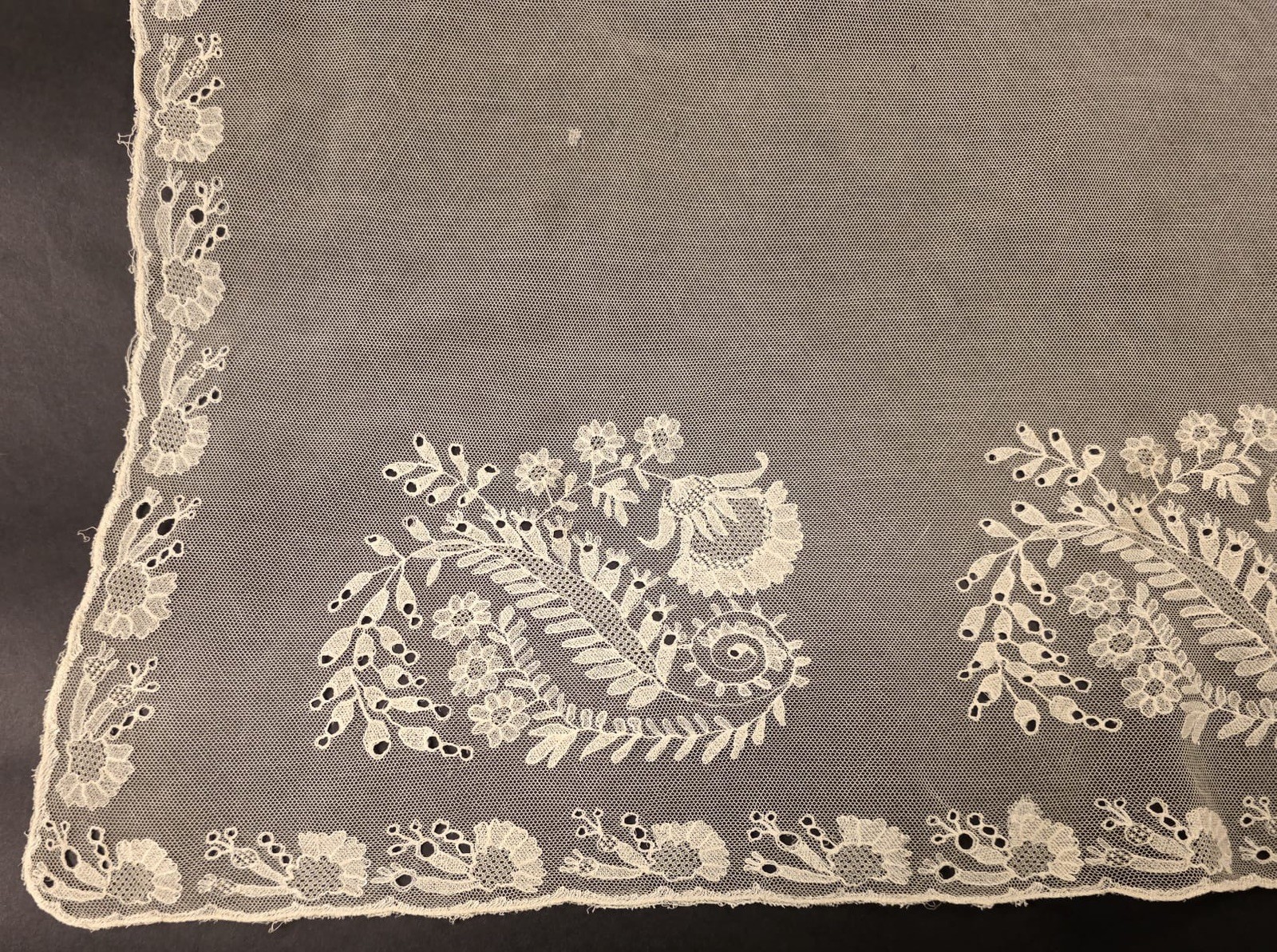 ANTIQUE 1820’S HANDMADE LACE WEDDING BONNET VEIL W FLORALS + OWNERS ID FOR DRESS