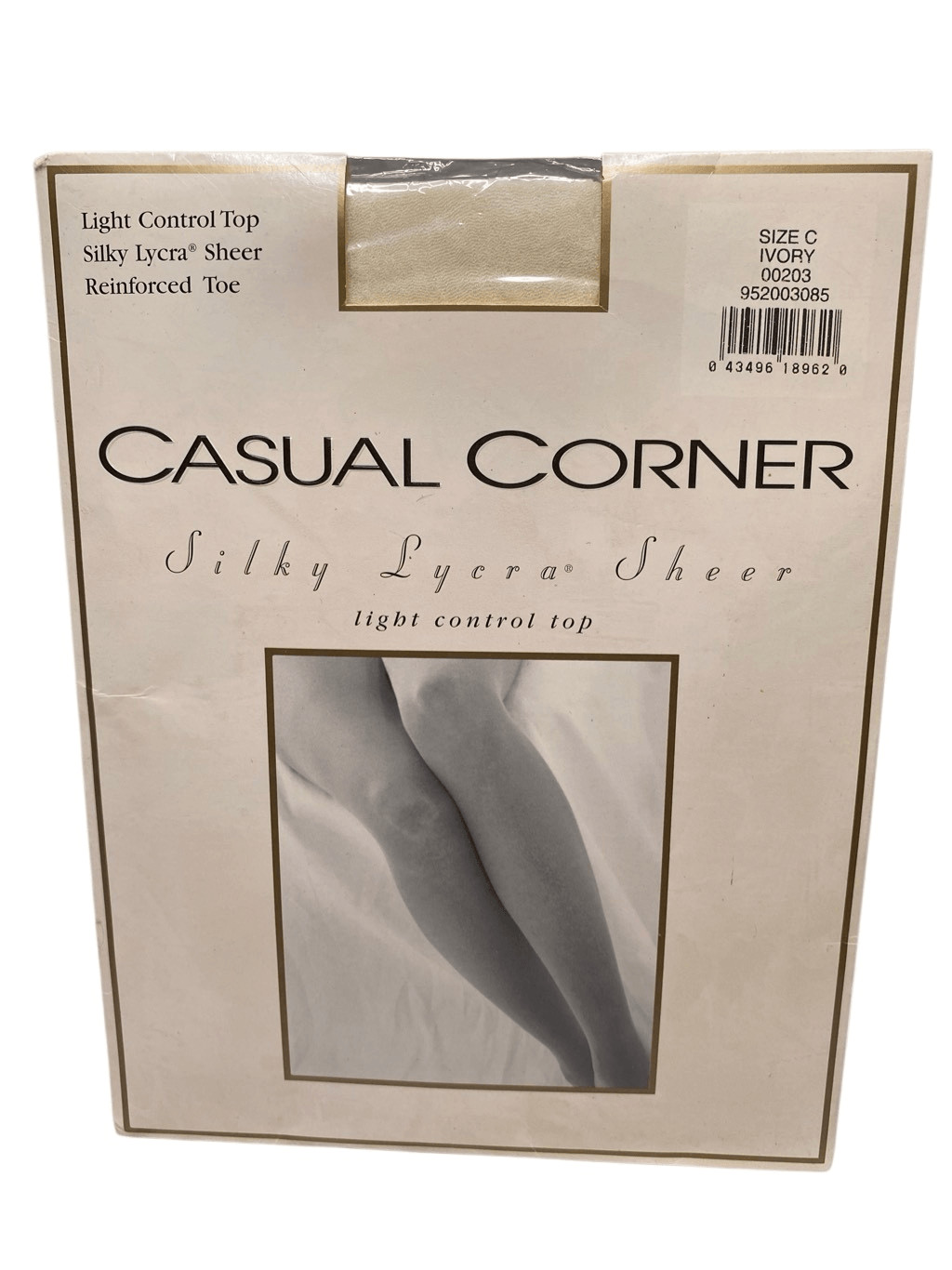 Casual Corner Silky Lycra Sheer Pantyhose Ivory Size C Light Control Top New