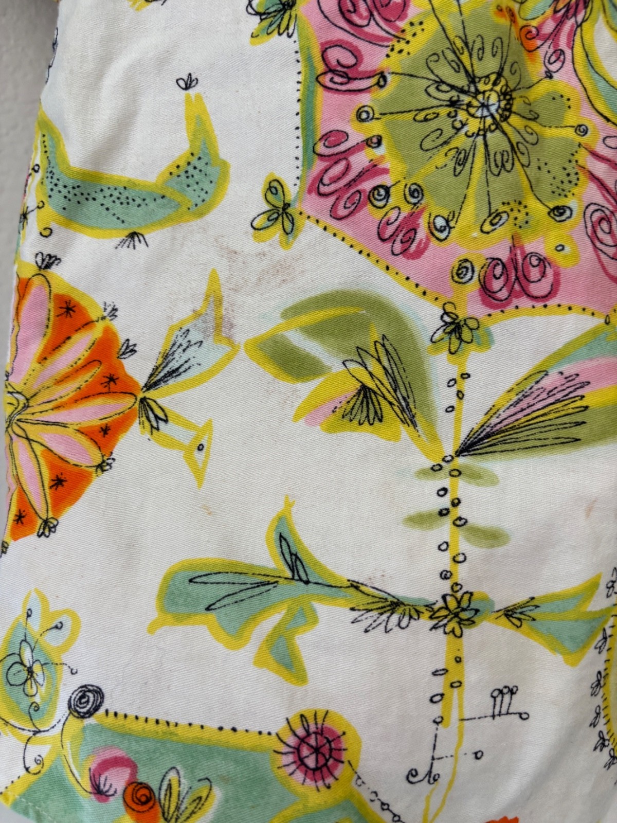 Vintage 50s 60s Cotton Novelty Print Blouse Top XS/S Mid Century Rockabilly