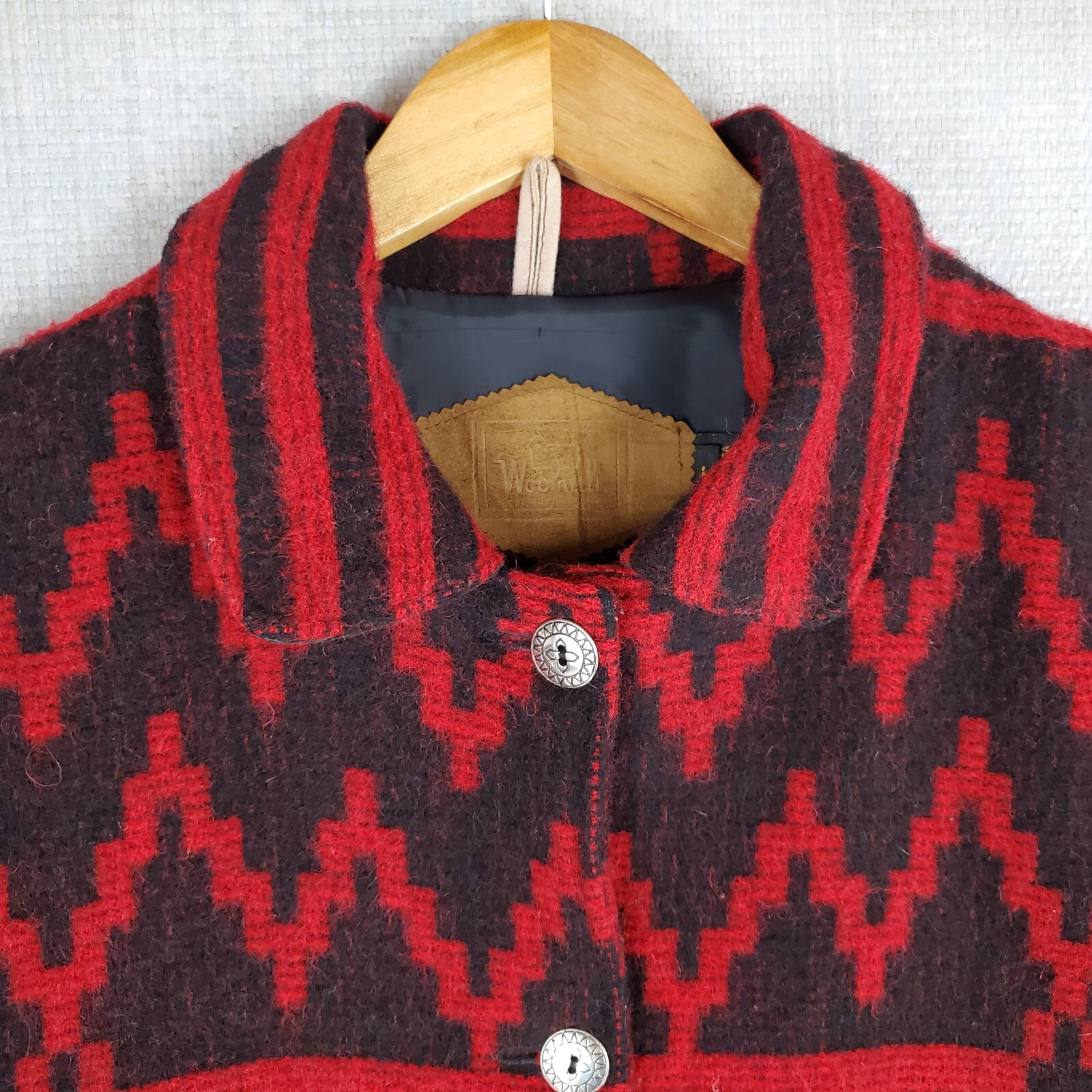 VTG WOOLRICH USA Size Large Womens Wool Aztec Southwest Chore Barn Jacket Coat