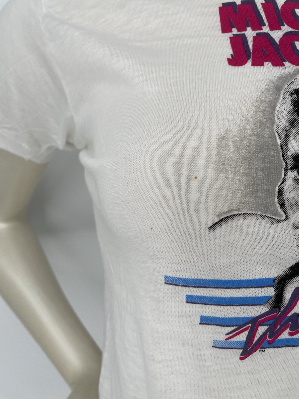 Vintage 1984 Michael Jackson Thriller NOS White 50 50 T Shirt Youth Large 14-16