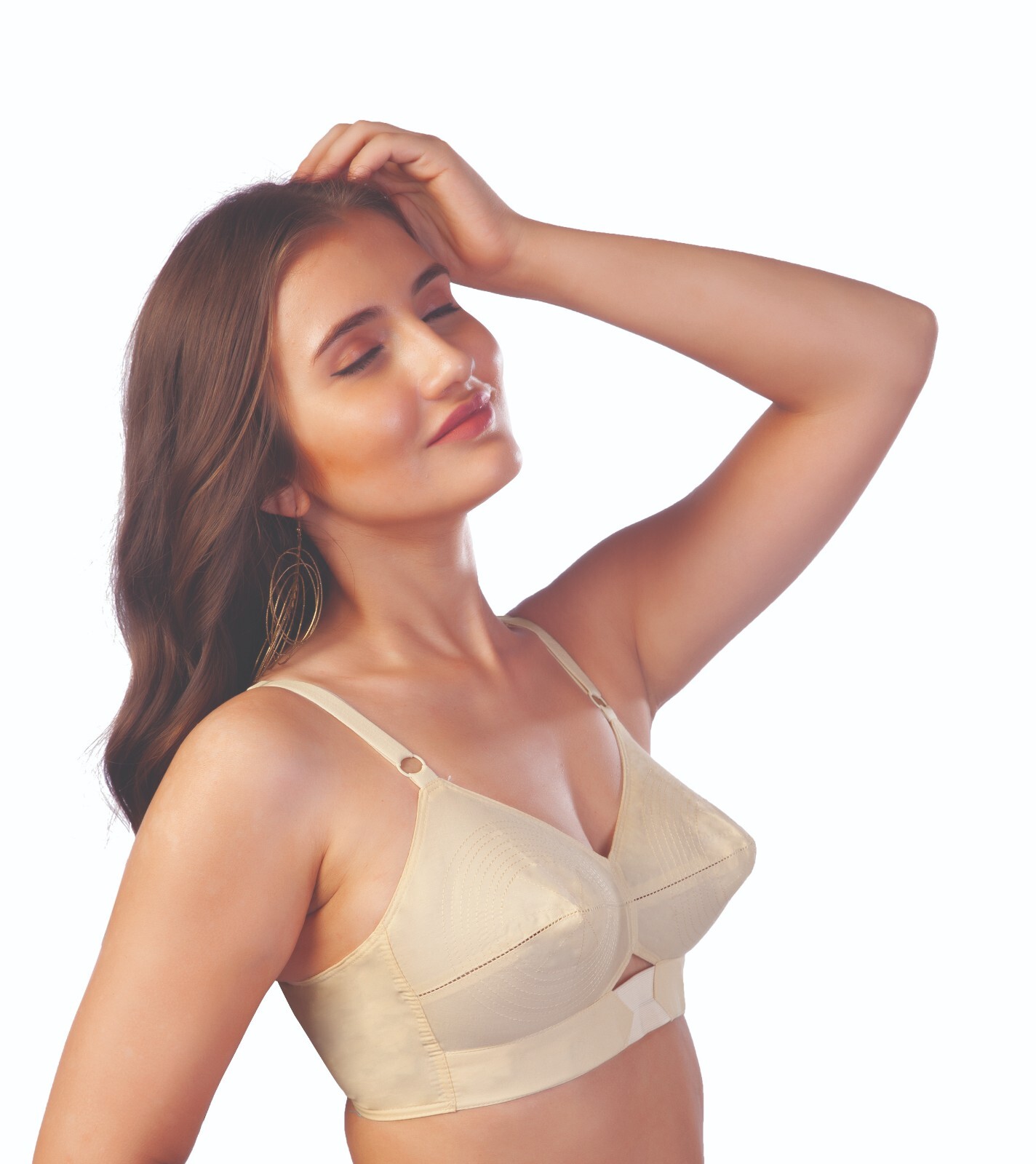 Padded Bullet Bra Organic Cotton – Vintage Retro Bra (Plus Size Available) Beige