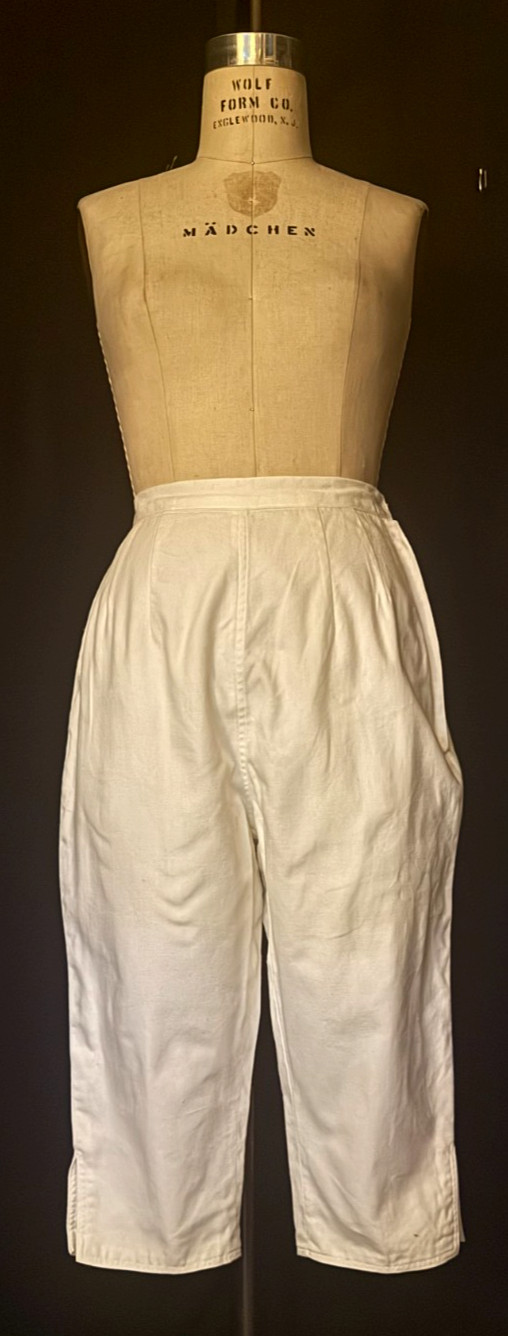Vtg 1960&rsquo;s WOMEN&rsquo;s PEDAL PUSHER PANTS, WHITE Cotton CANVAS, Metal Zipper, CLEAN