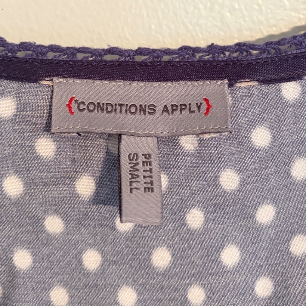 Anthropologie Conditions Apply V-Neck Maxi Dress Satin Polka Dots Size Petite S