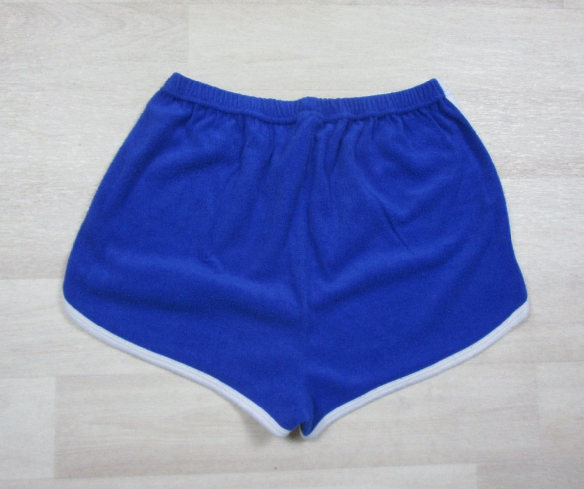 Vintage 70s Terrycloth Hot Pants Shorts Roller Disco Womens (L) Blue Athletic
