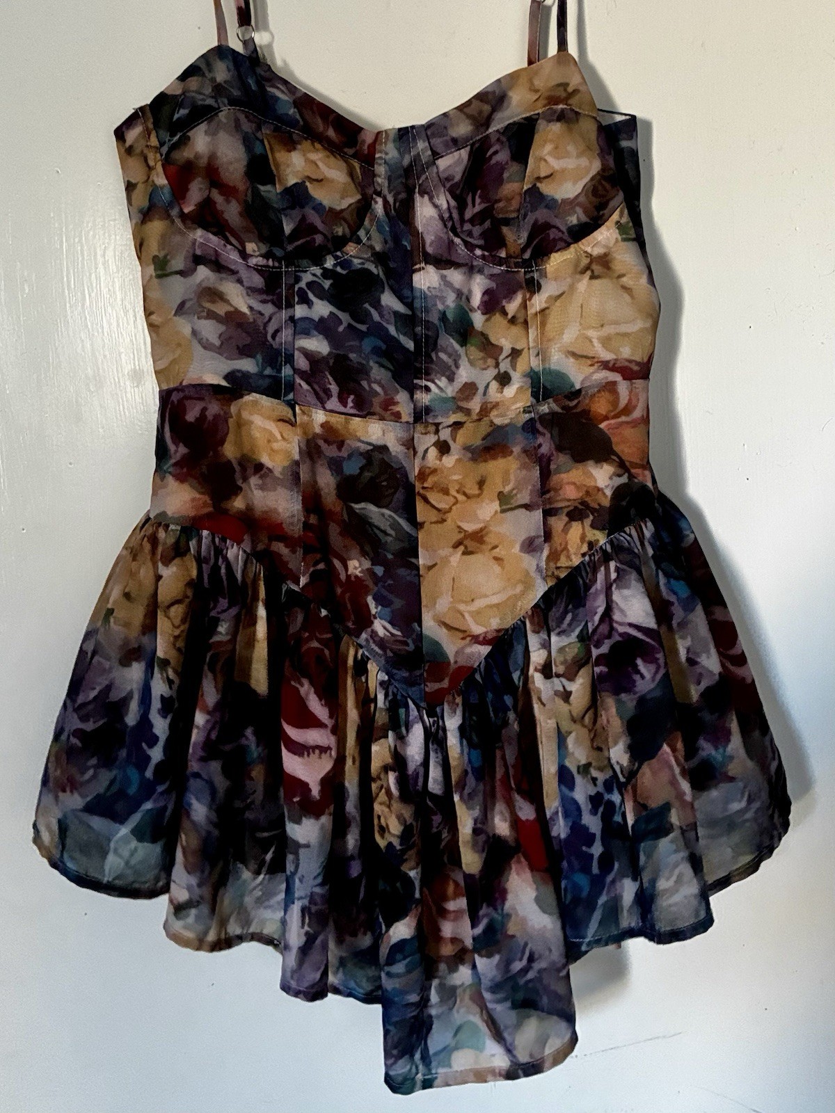 Cider CottageCore Boustier Mini Impressionist Floral Dress Size Small/med