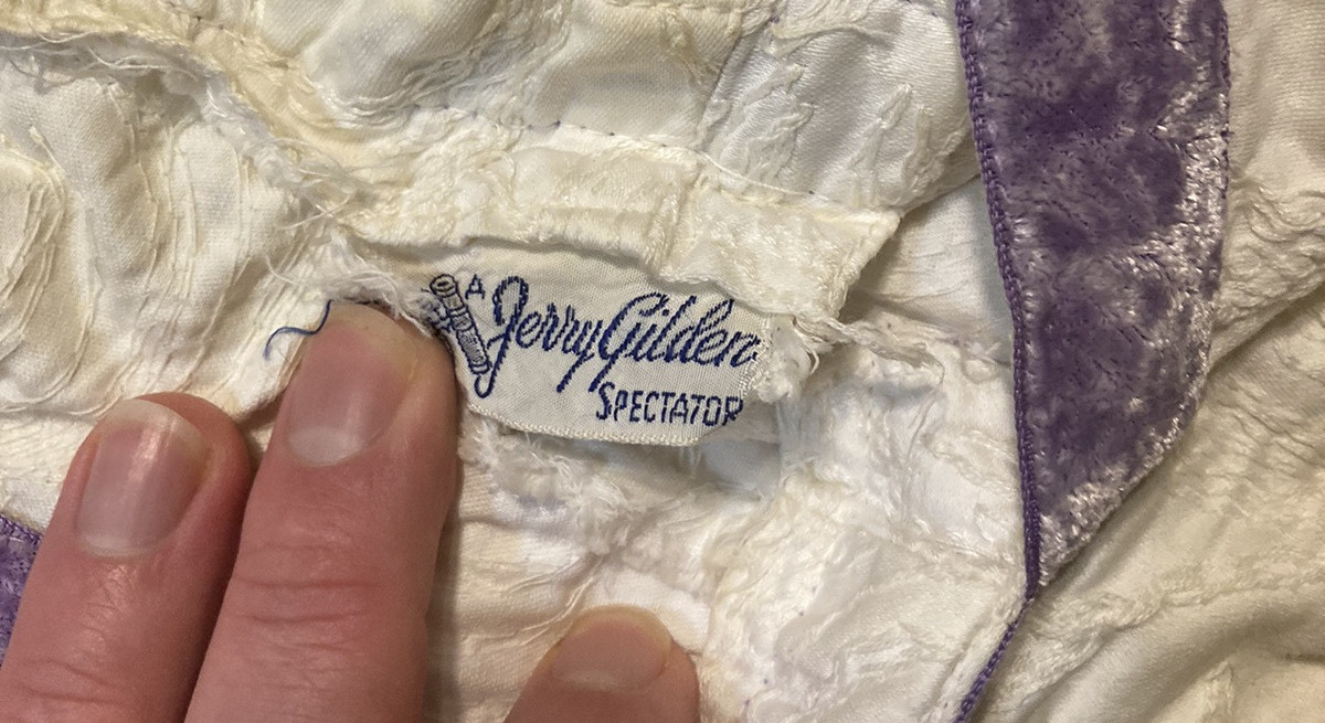 Vintage Jerry Gilden 1950s White Embroidered Linen Spectator Swing Dress USA