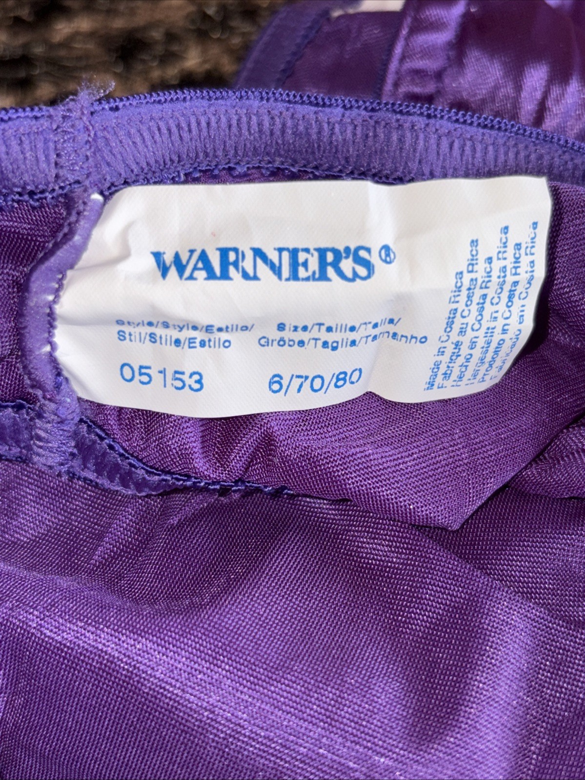 Warner’s Y2K Panties Second Skin Satin 6 M Hi-Cut Bikini Purple Underwear