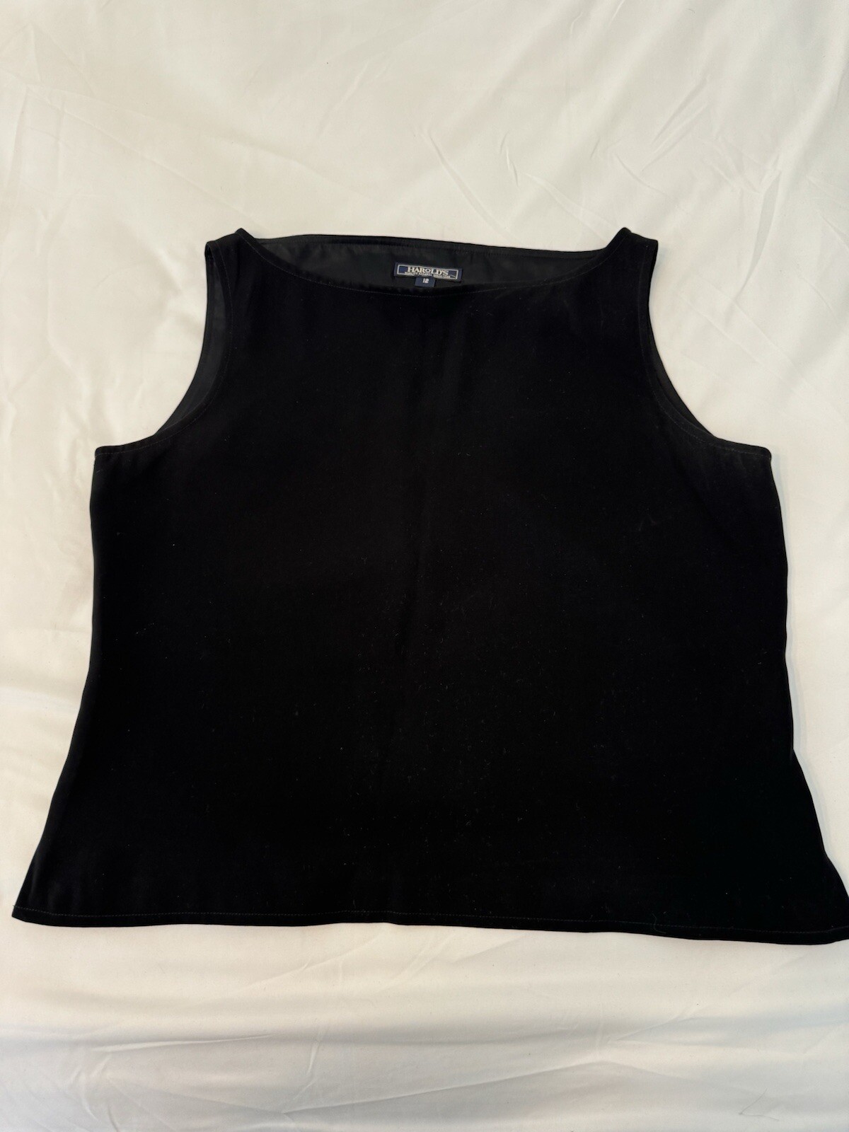 Vtg 90&rsquo;s Harold&rsquo;s Black Solid Sleeveless Short Top Cocktail/Party Top Size 12