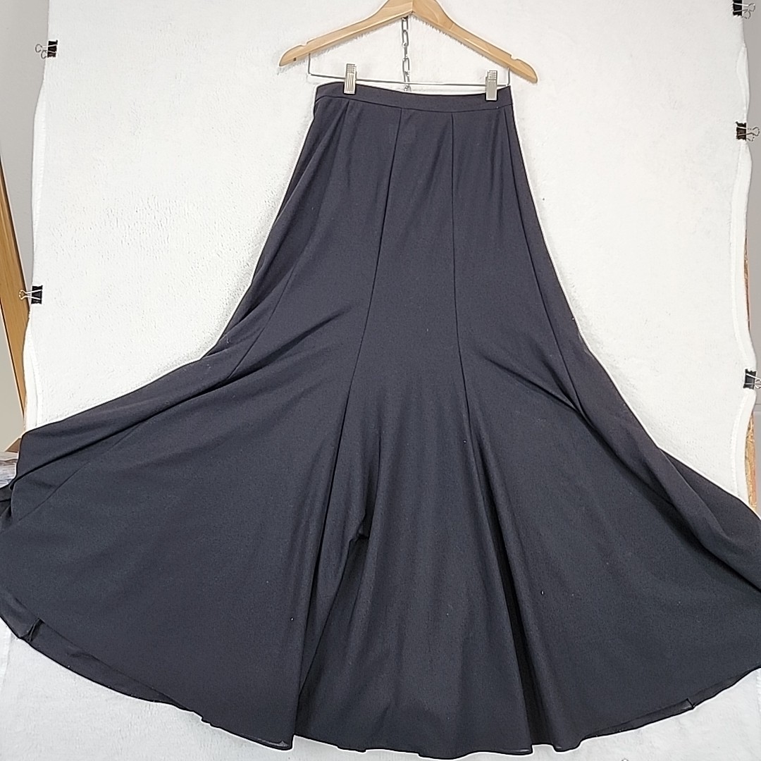 Vintage Murek Modell Women&rsquo;s 28 x 41 Black Classic Flared Maxi Skirt Witchy Goth