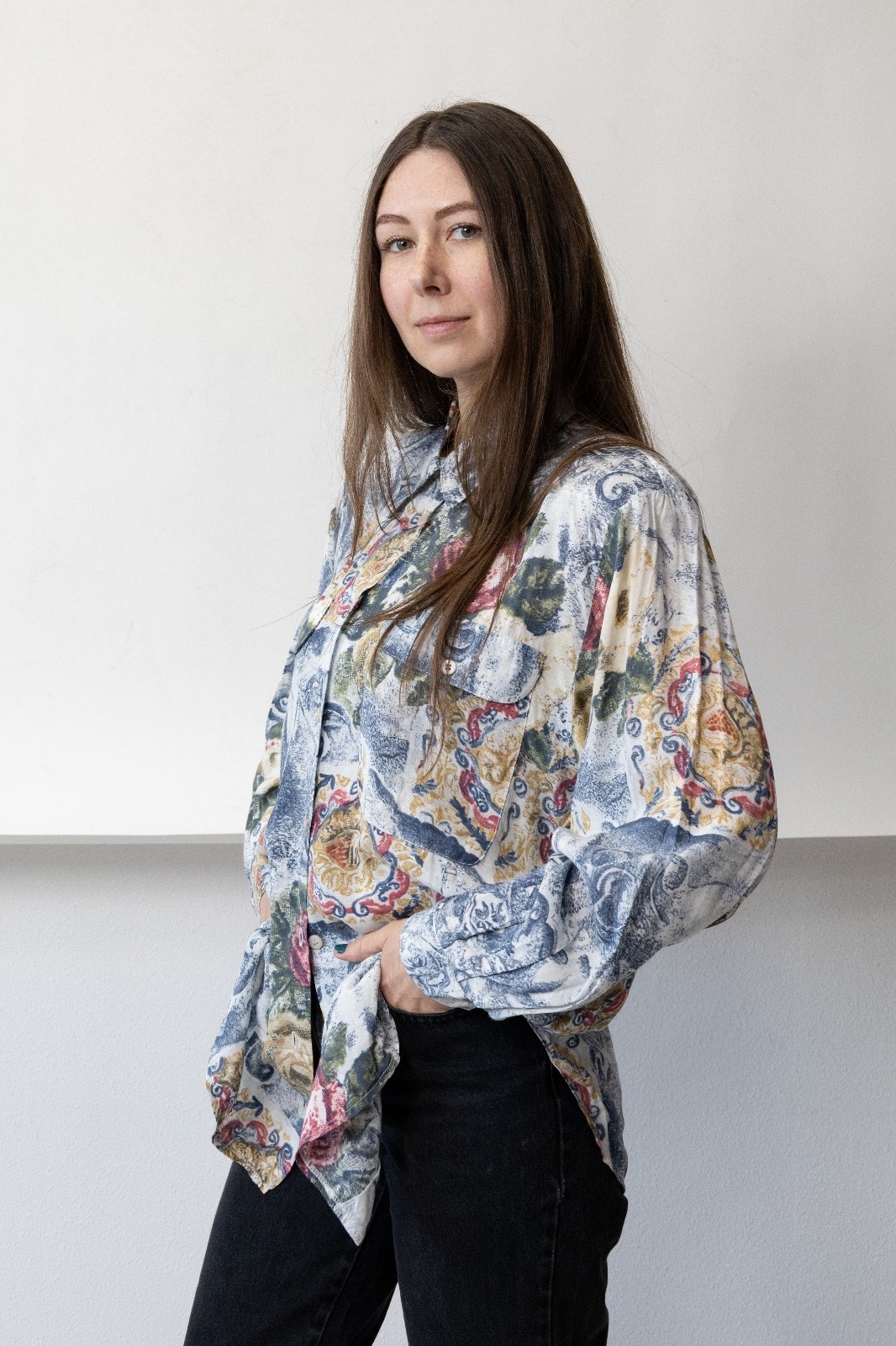Vintage 90s Tapestry Baroque Floral Viscose Shirt Women&rsquo;s M Oversized 1990s