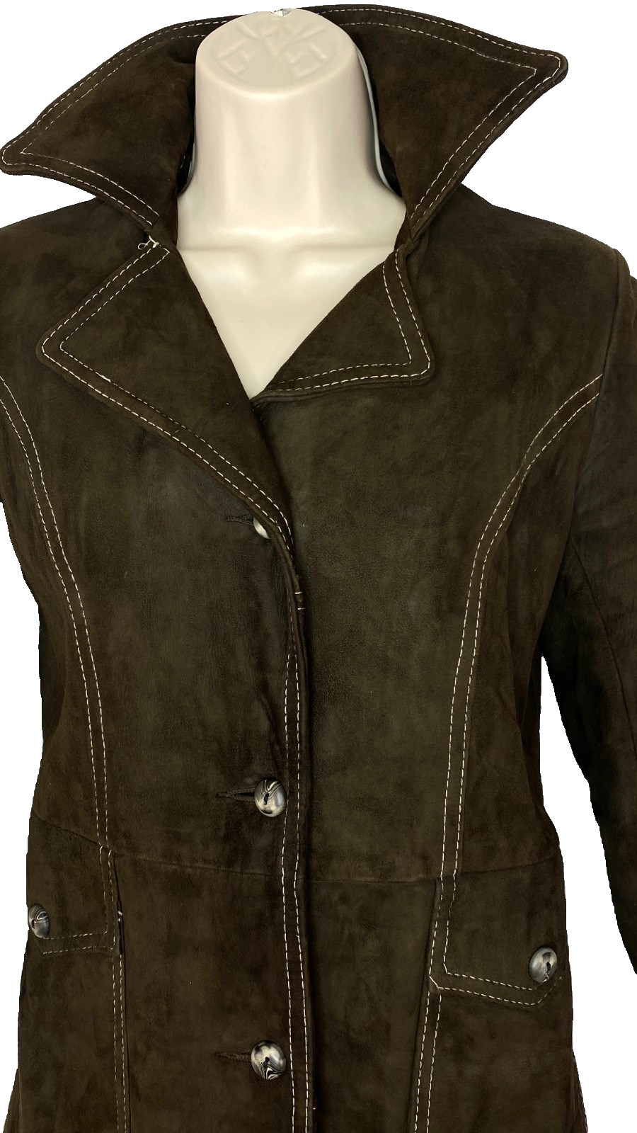 Vintage 1970s dark brown suede jacket JOSEPH MAGNIN XS genuine leather boho
