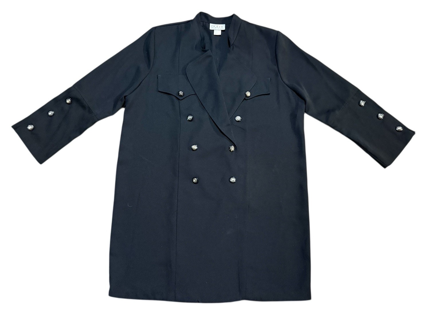 Vintage Dolce Jacket XL Made USA Black Double Breasted Black Coat Y2K 1990s