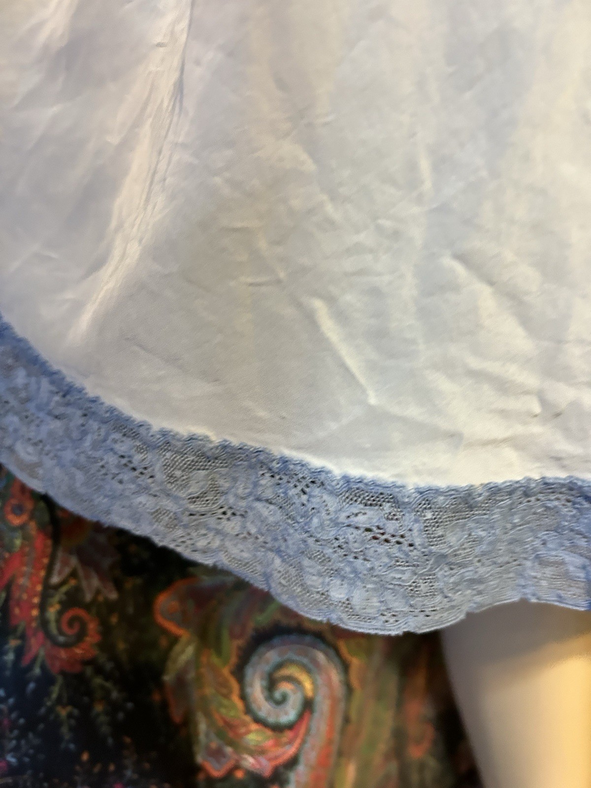 Vintage Elysee 1950&rsquo;s Blue Satin Empire Slip Nighty Lingerie (32-34)