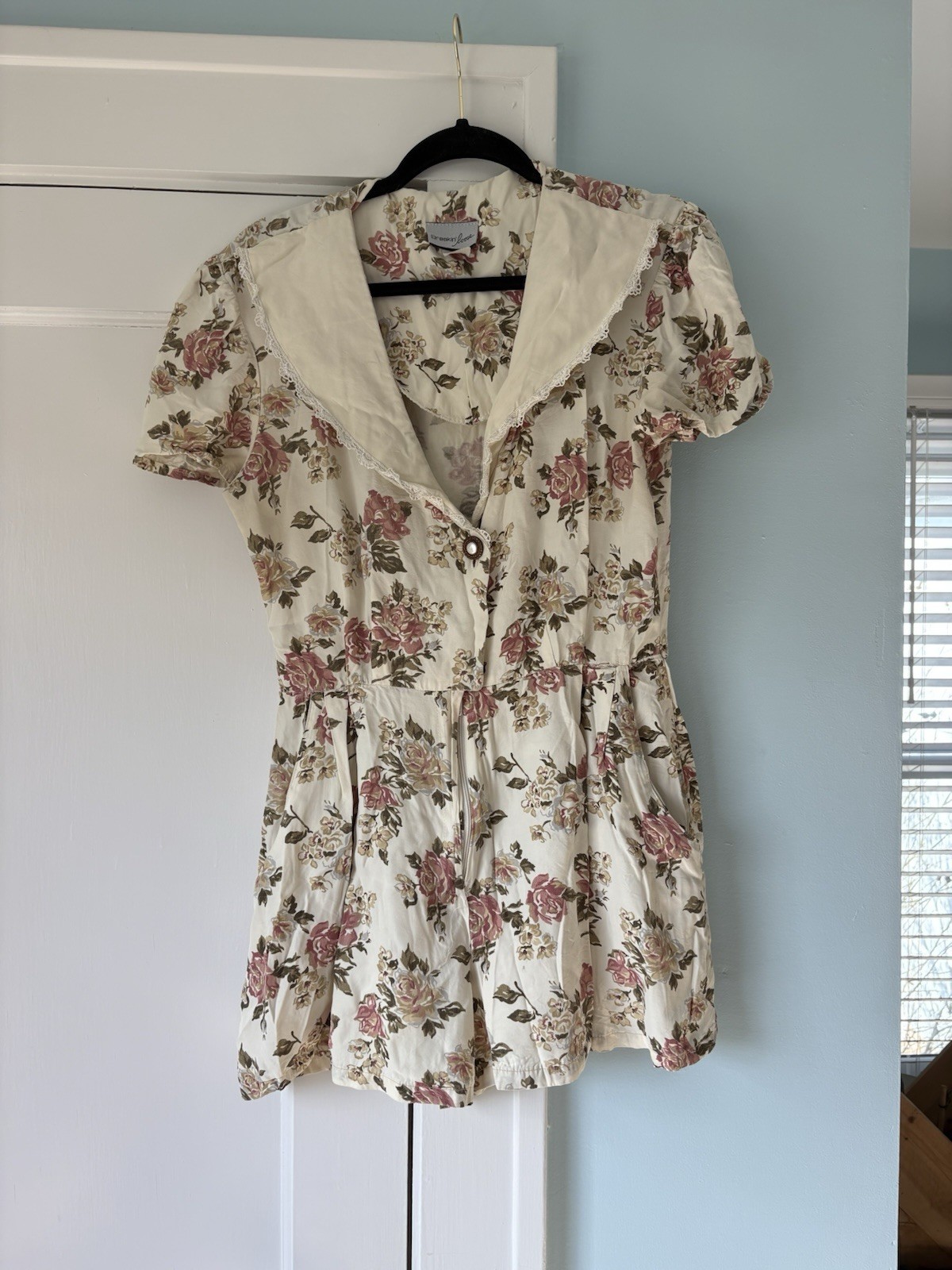 Vintage 90s Breakin&rsquo; Loose Floral Romper Cottagecore Grunge Playsuit 13/14