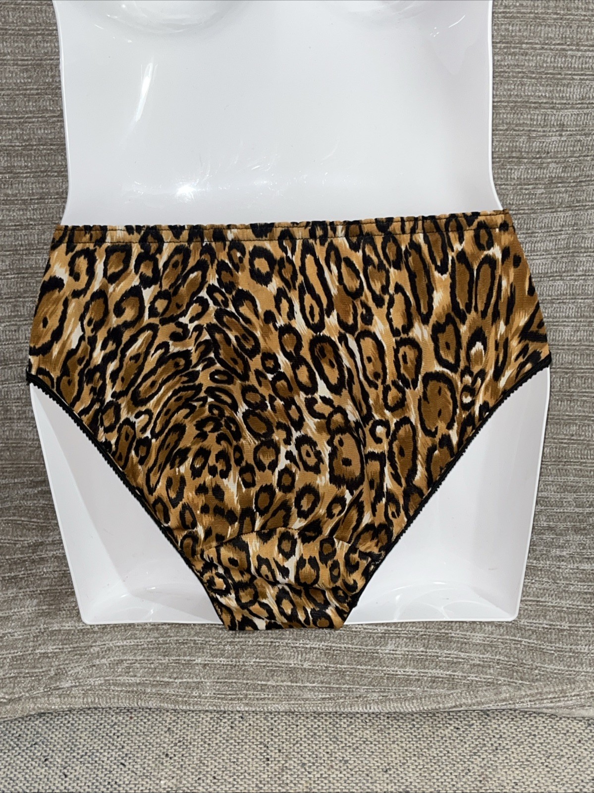 Vintage 60s Nylon Retro Leopard Pattern Print Bikini Sheer Silky Panties Sissy S