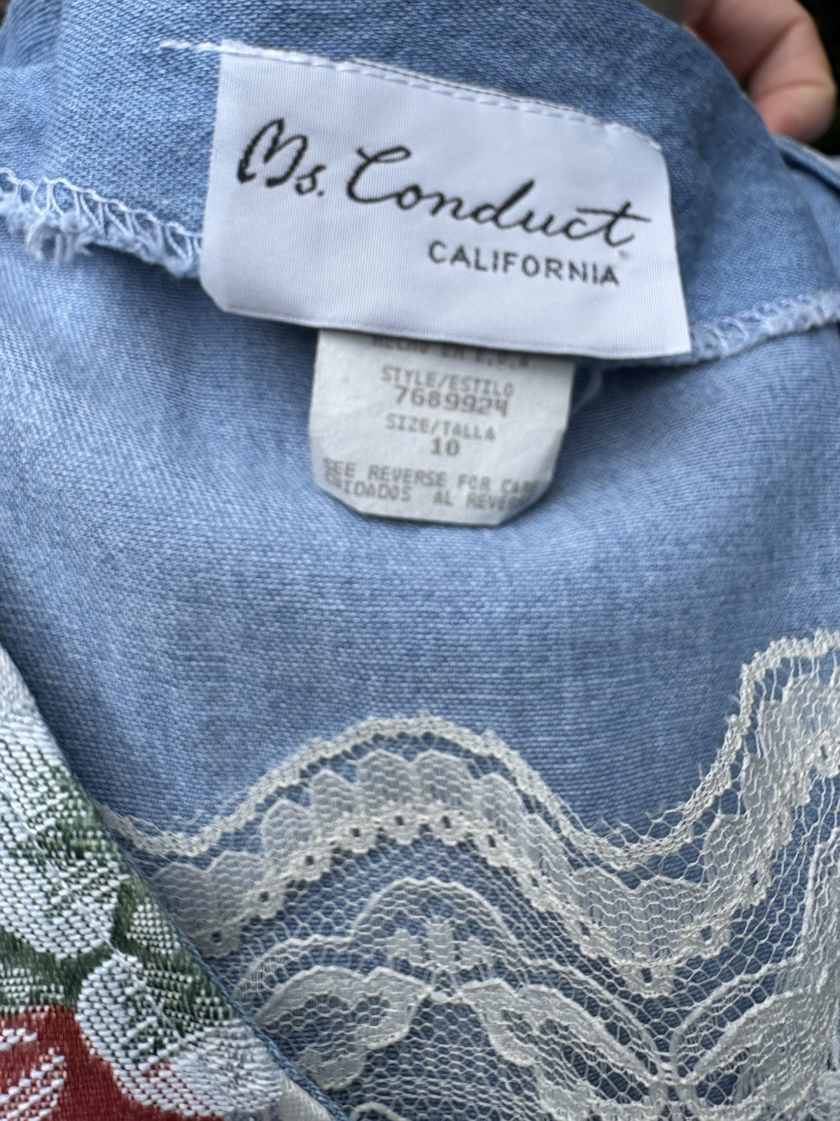 Vintage Ms. Conduct California Blue Multicolor Floral Women&rsquo;s Dress Size 10