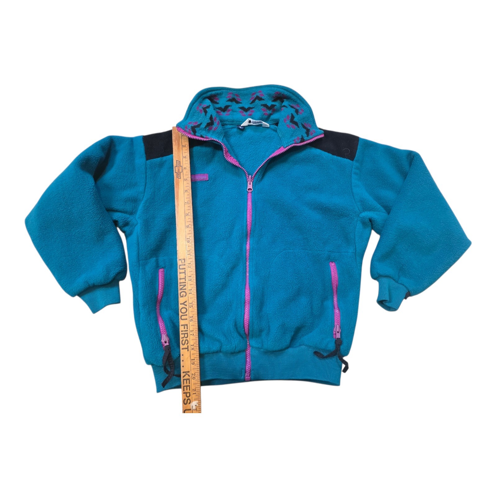 Columbia Fleece Jacket Men Size Medium 1990s Vintage Retro Teal Full Zip USA