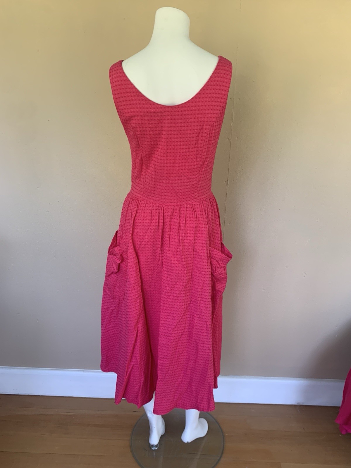 Vintage 90’s Button Up A-Line Midi Dress | Sleeveless Babydoll Dress w Pockets