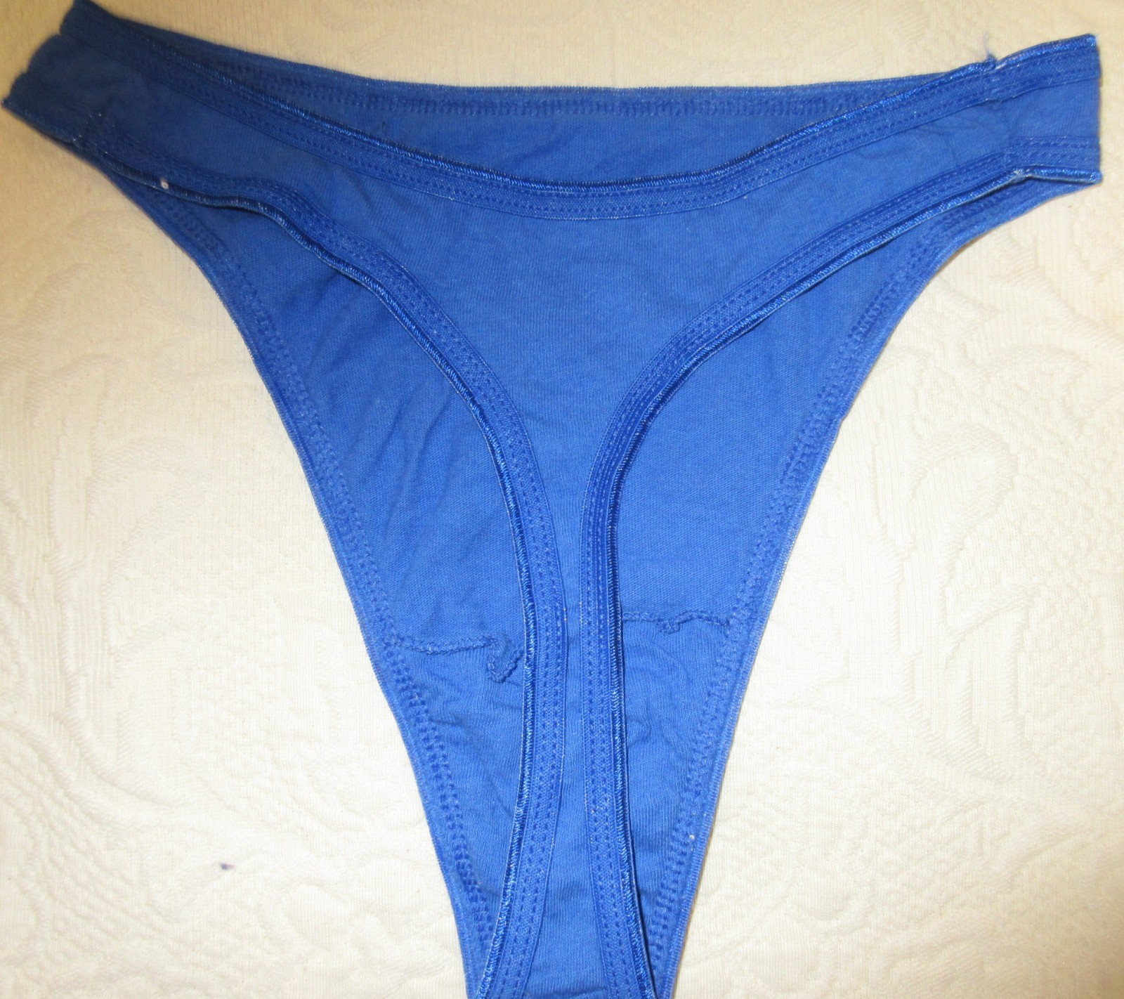 vtg 90&rsquo;s FRUIT of the LOOM COTTON HI CUT THONG BLUE bikini panties sz S/5 lot 2