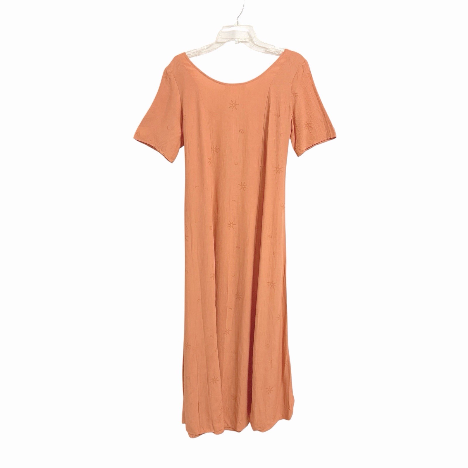 Tova Celine Vintage Celestial Print Maxi Dress M Peach Tie Front Whimsigoth