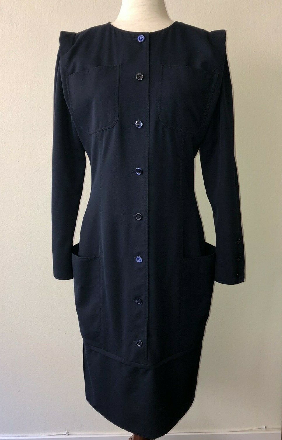 Vintage &rsquo;80s Emanuel Ungaro Parallele Avant Garde Midi Dress Shift Pockets Large