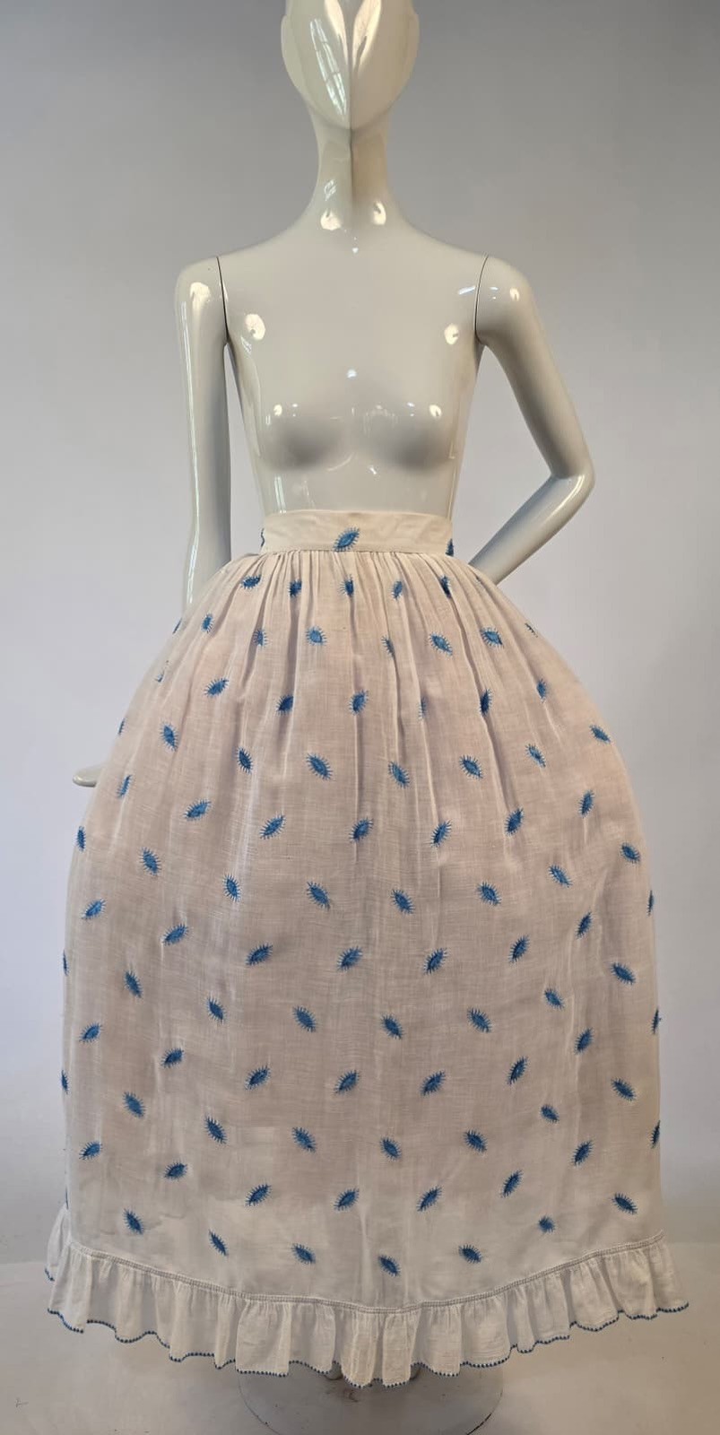 UNUSUAL VICTORIAN 19TH C SKIRT W PARAMECIUM EMBROIDERED DETAIL