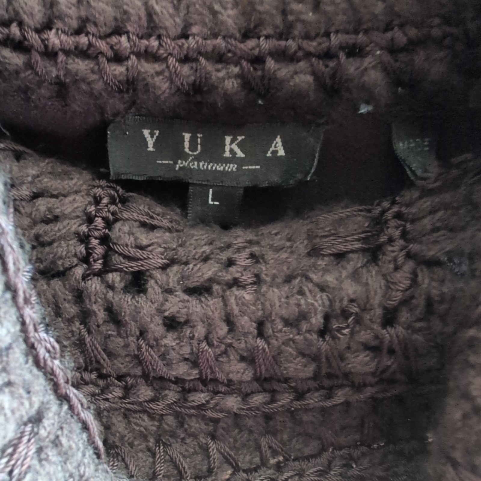 Brown Crochet Open Knit Turtleneck Pullover Sweater , Fall/ Spring, Winter