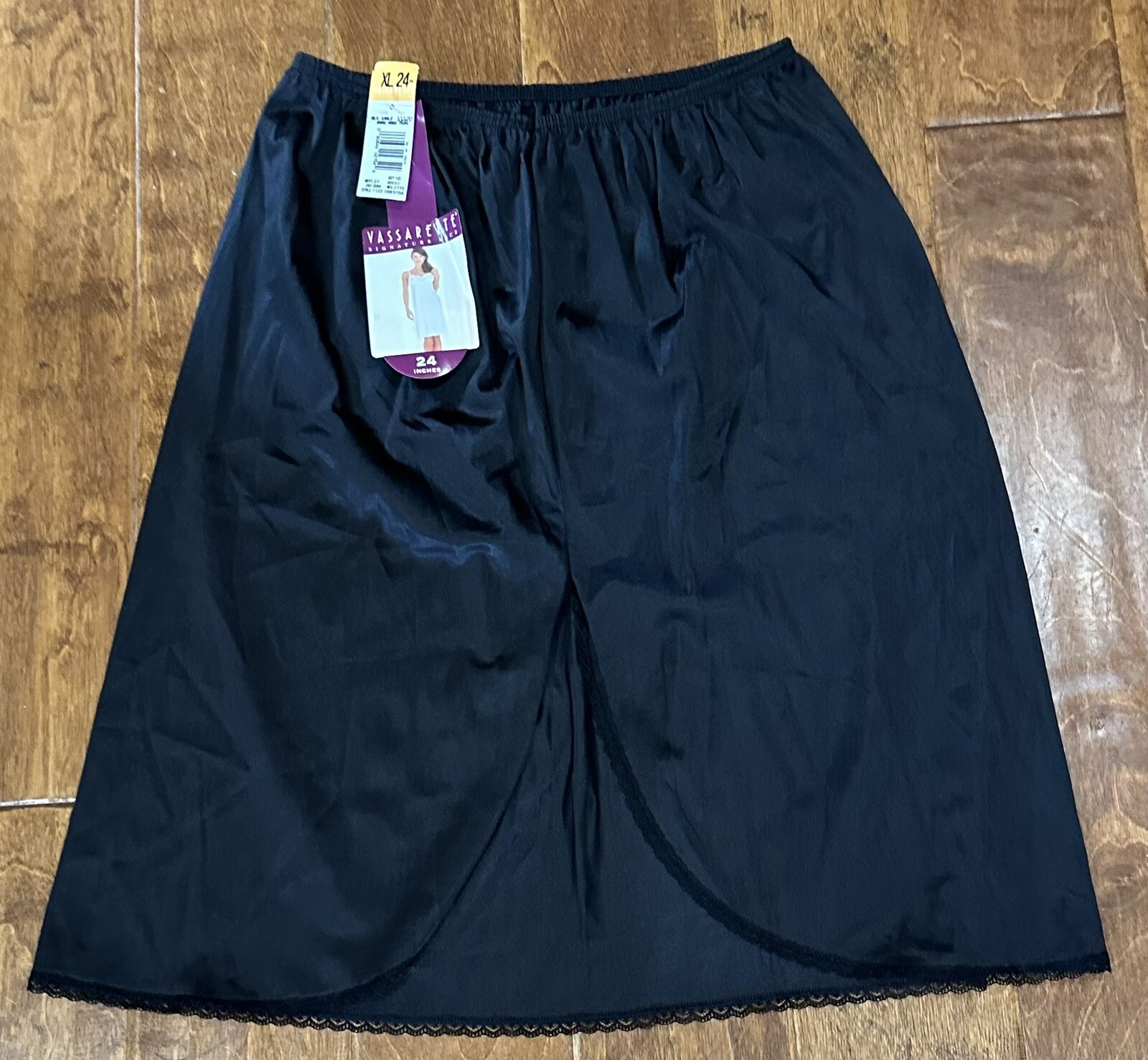 Vintage Vassarette Black Sable Half Slip XL/44 24” New Old Stock