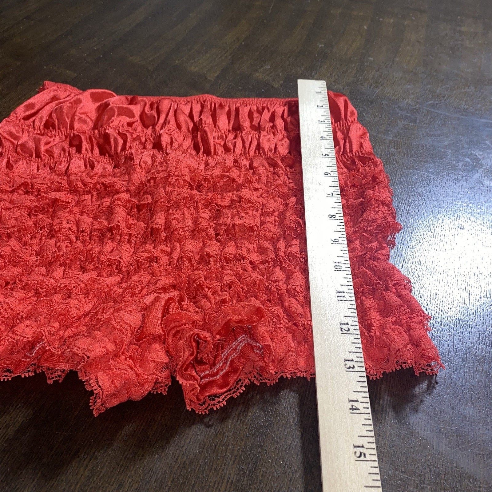 Vtg Malco Modes Red Ruffled Lace Cotton Pettipants Bloomers Panties EUC Medium