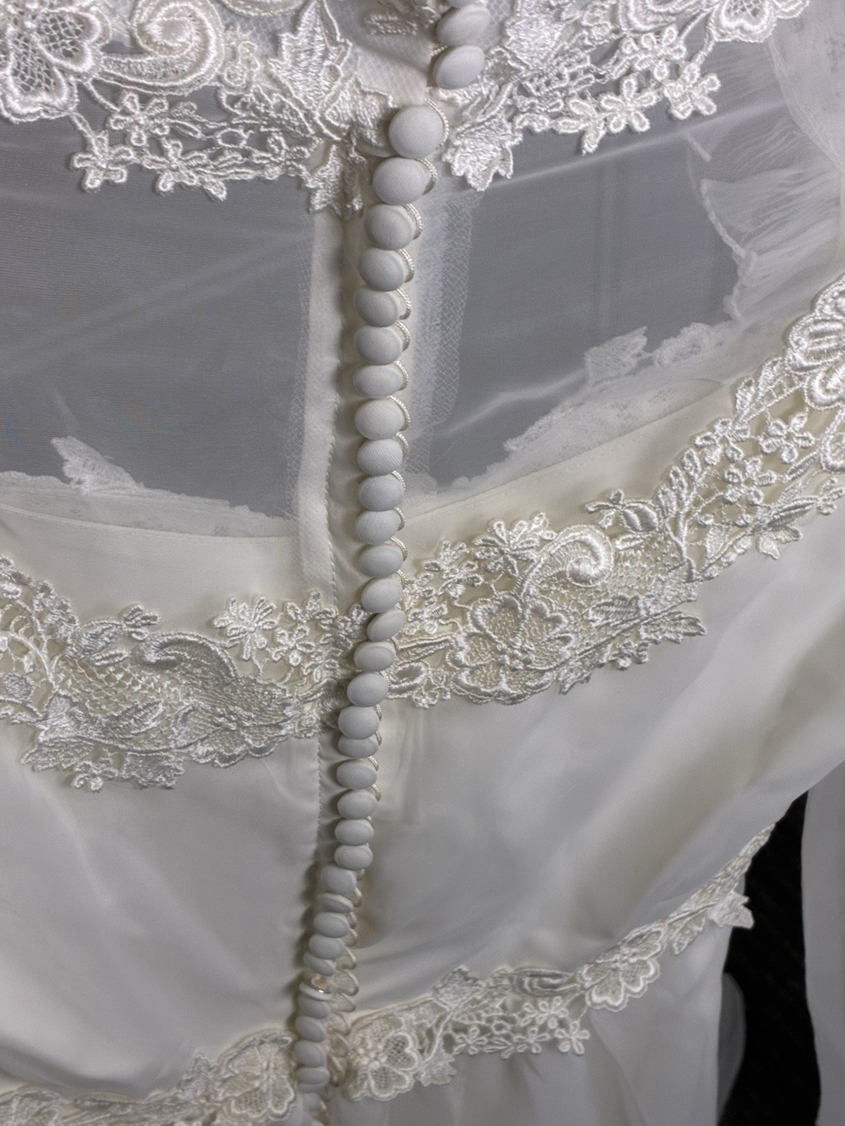 VTG ILGWU Victorian Wedding Dress Gown Sweetheart Neck with Train/Veil 8 Ivory