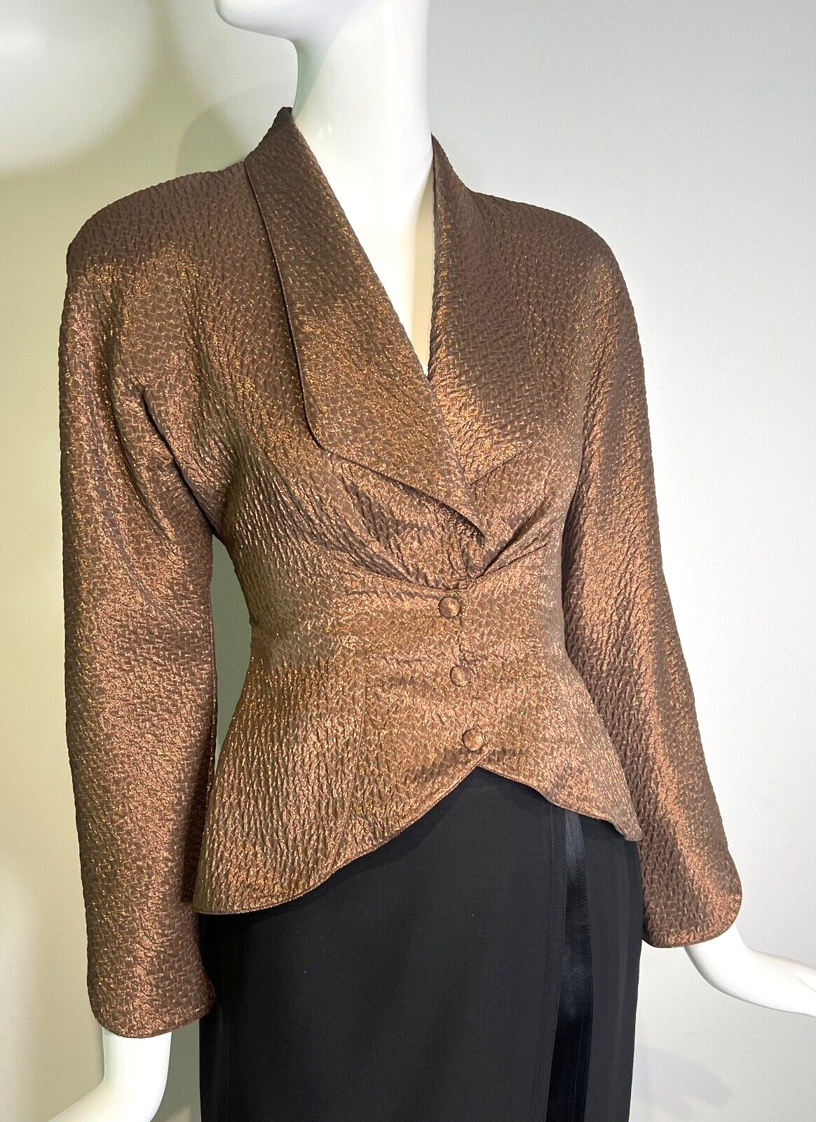 THIERRY MUGLER Bronze Copper METALLIC Blazer Jacket Size 40 France Vintage 1980s