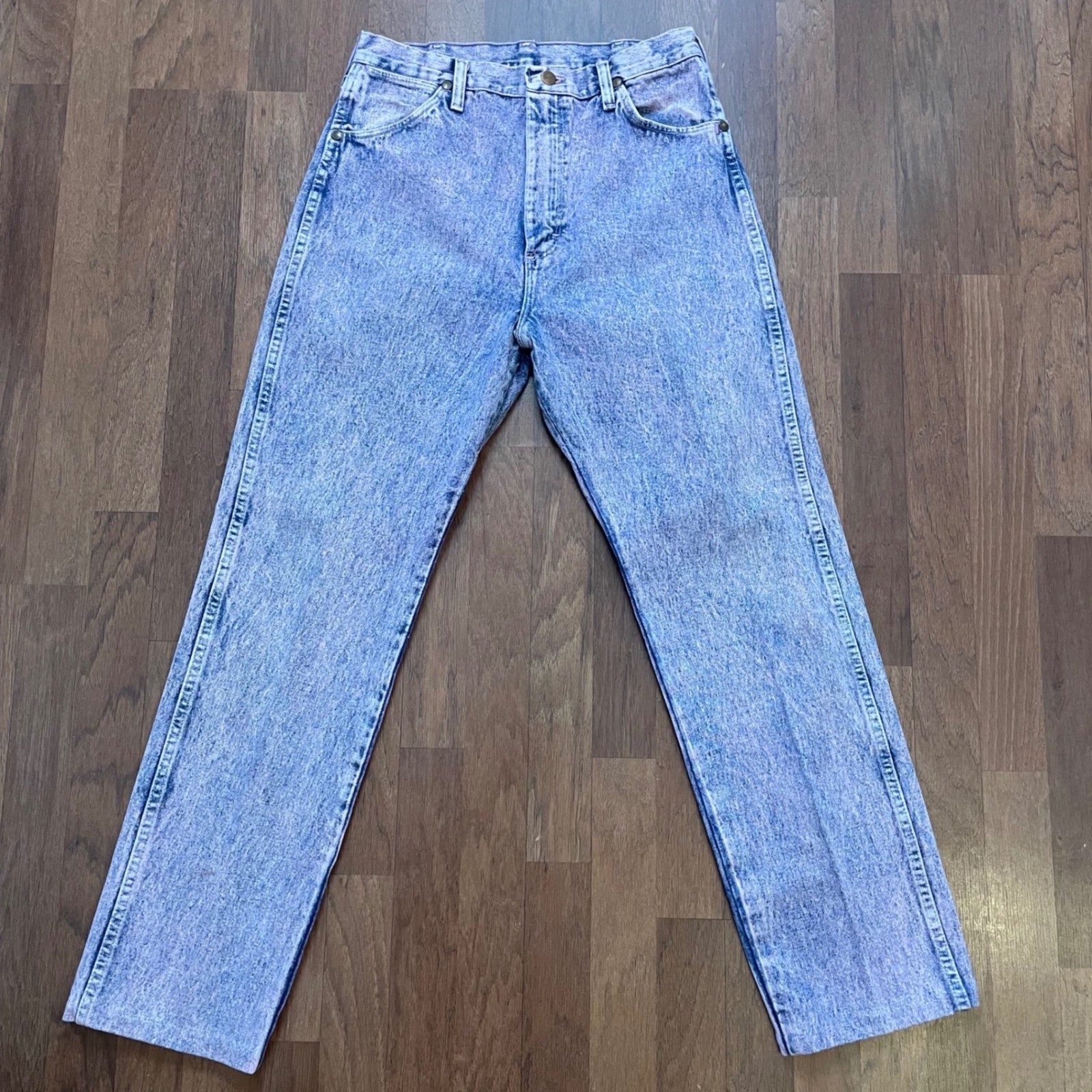Vintage Wrangler 13MWDG Acid Wash Pink Blue Jeans High Rise Made in USA 13×32