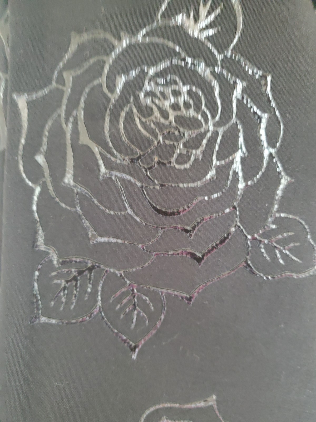 🕊STAR C.C.C.🕊 Black Embossed Rose Print Gothic Design Vintage Jeans Sz 7 🌹