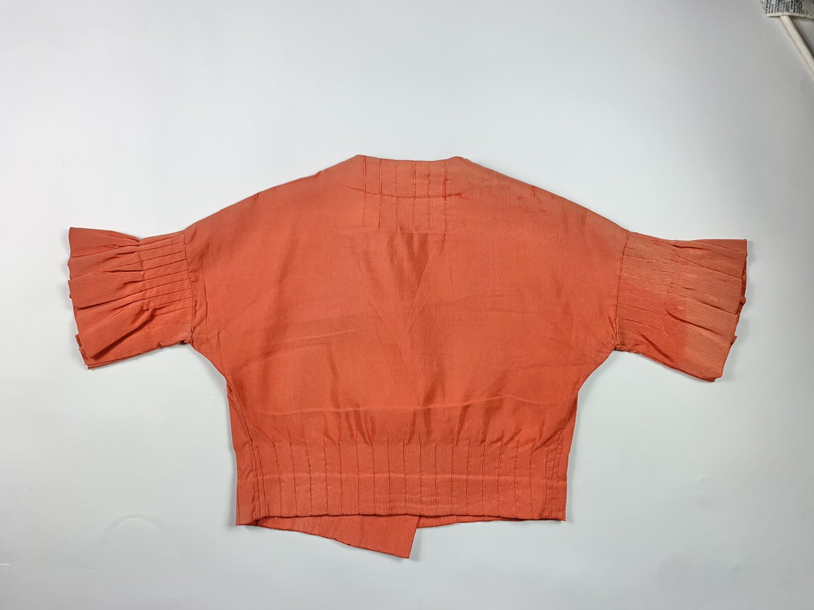 1930s Orange Faille Ruffled Bolero Jacket W/ Gorgeous seaming